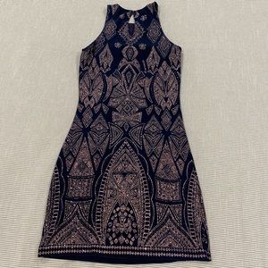 Halter Neck Sheath Dress - Navy & Rose Gold - Jr S